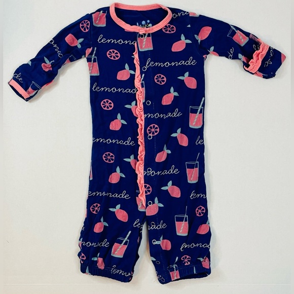 Kickee Pants Pajamas Baby Girl 3 Month Pink Lemonade Kickee Bamboo